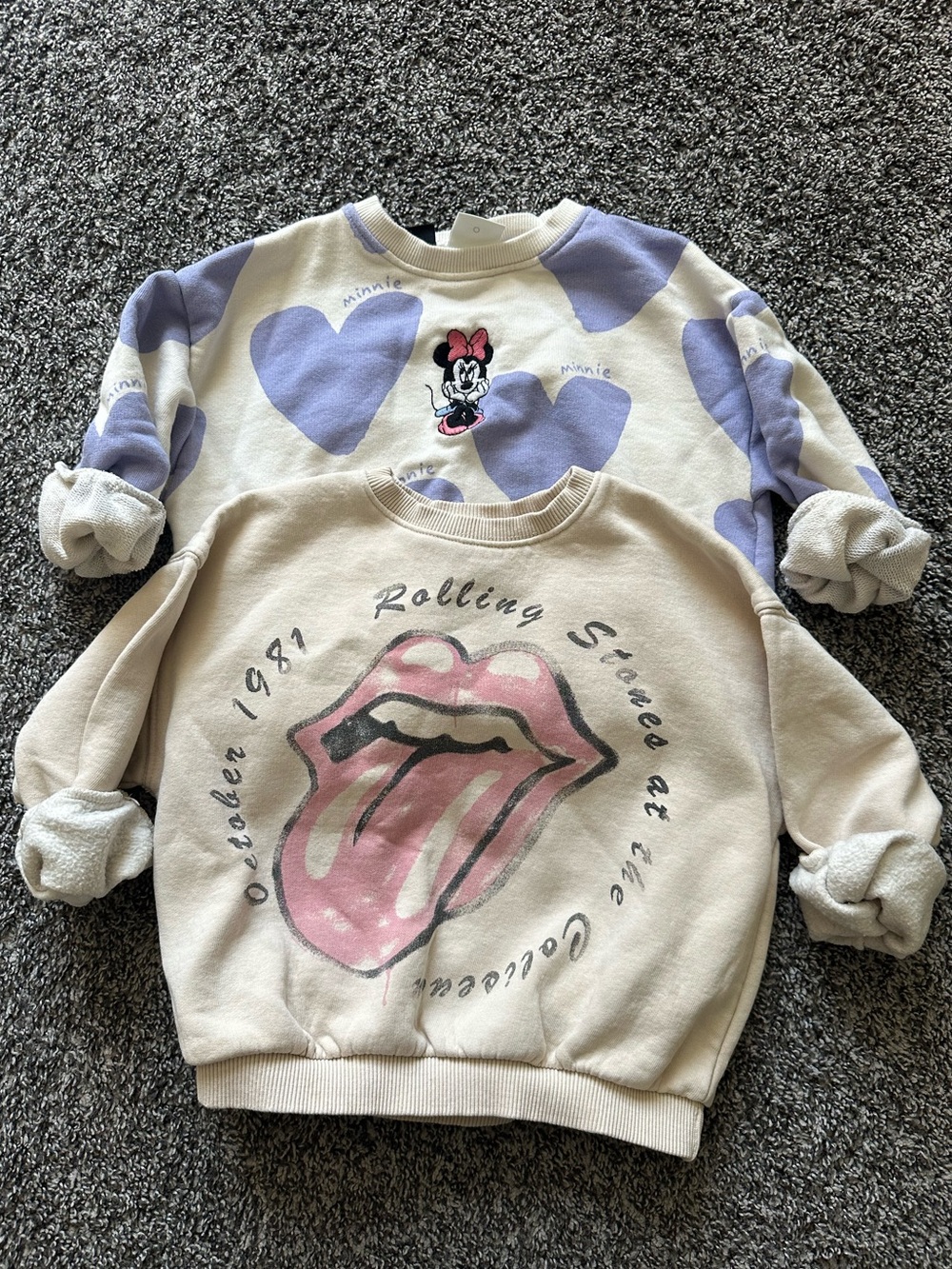 Zara Sweatshirt Set of Two The Rolling Stones Disney Mickey Mouse Size 5